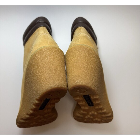 Timberland Women's Amston Wedge High Heel Wheat Suede Leather Boots SIZE 9 - Picture 11 of 16